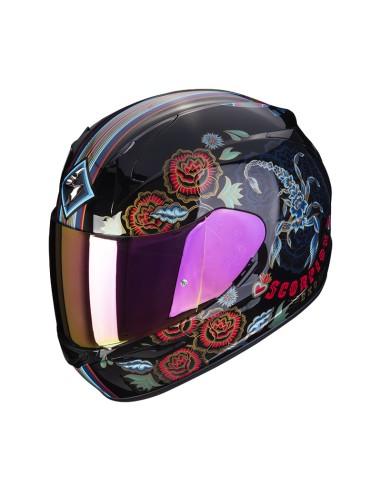 SCORPION EXO 390 CHICA 2 CASCO NEGRO AZUL ROJO