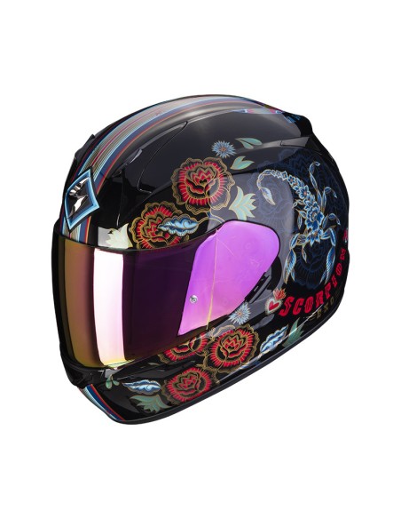 SCORPION EXO 390 CHICA 2 CASCO NEGRO AZUL ROJO