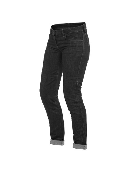 PANTALON DAINESE DENIM SLIM TEX NOIR POUR FEMME