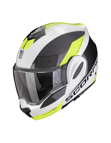 SCORPION EXO TECH EVO TEAM WHITE NEON YELLOW HELMET