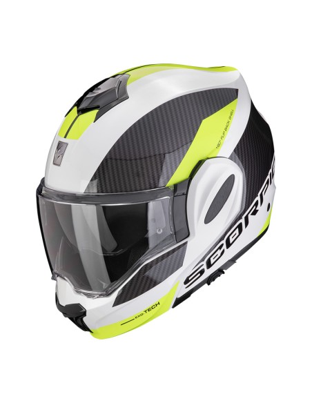 SCORPION EXO TECH EVO TEAM WHITE NEON YELLOW HELMET