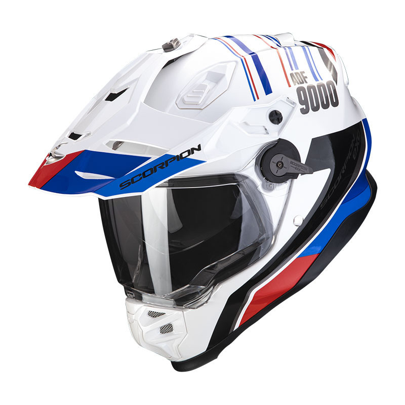 CASQUE SCORPION ADF 9000 AIR DESERT WHITE BLUE RED