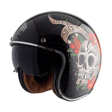 MT LE MANS 2 SV S SCHÄDEL & ROSEN ROT GLANZ HELM