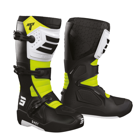 SCHUSS RENNEN 4 SCHWARZ WEISS NEONGELB STIEFEL