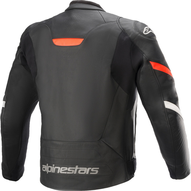 ALPINESTARS JACKET FASTER V2 LEATHER BLACK RED FLUO