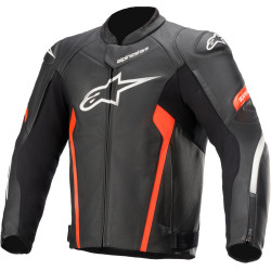 GIACCA ALPINESTARS FASTER V2 LEATHER BLACK RED FLUO