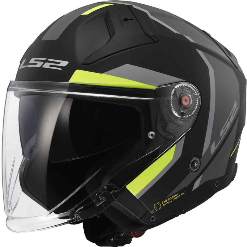 CASCO LS2 OF603 INFINITY 2 FOCUS MATT BLACK HV YELLOW