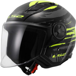 HELMET LS2 OF616 AIRFLOW 2 BRUSH BLACK HV YELLOW