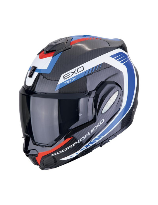 Casque Scorpion Exo Tech Evo Carbon Cosy Noir Bleu Rouge