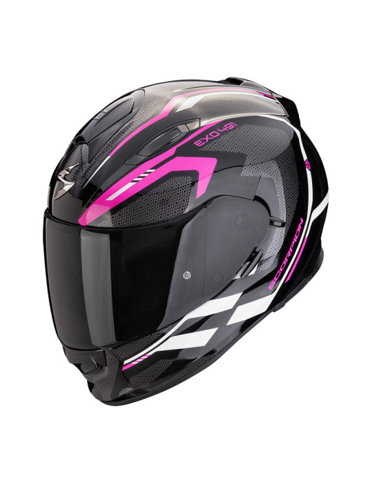 Casco Scorpion Exo 491 Kripta negro fucsia blanco