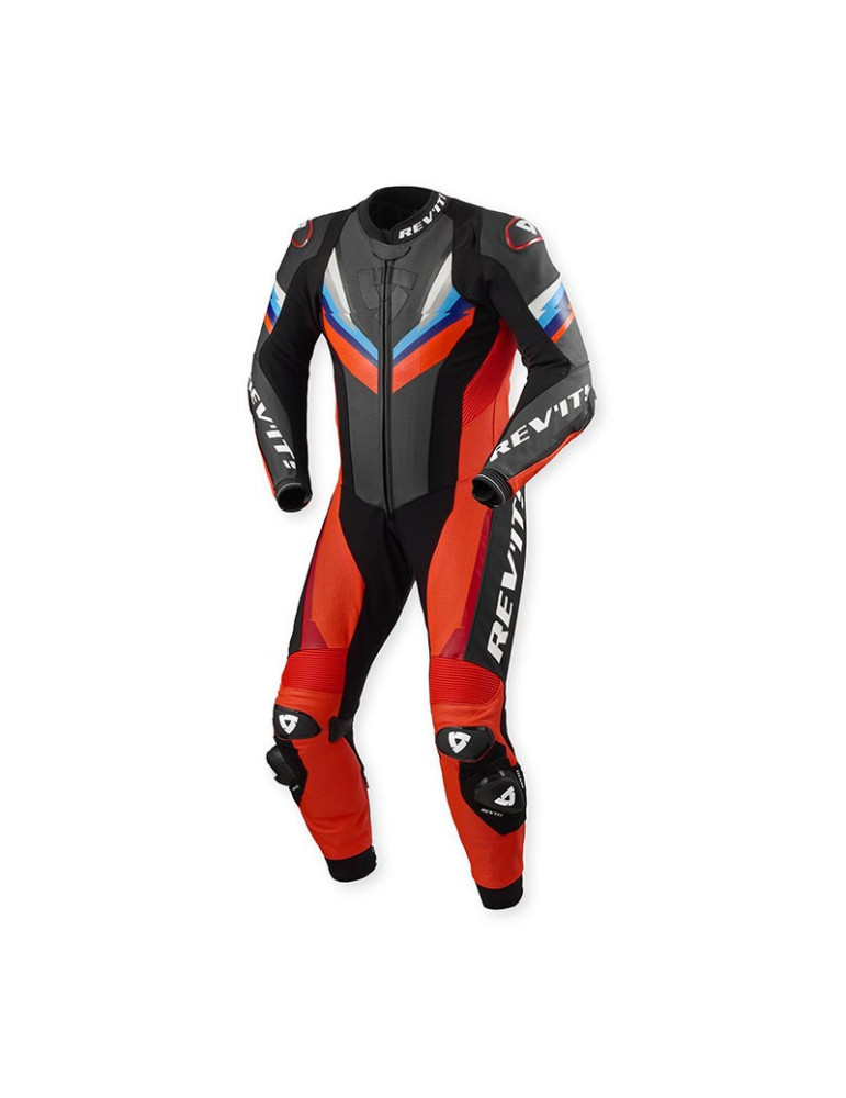 REV'IT ! Quantum 3 Rouge néon Noir Combinaison une pièce