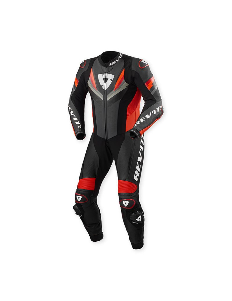 REV'IT! Quantum 3 Anthrazit Neonrot Einteiliger Anzug