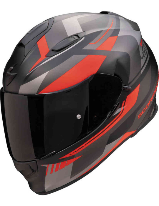 Casco Scorpion EXO-491 Abilis nero opaco argento rosso