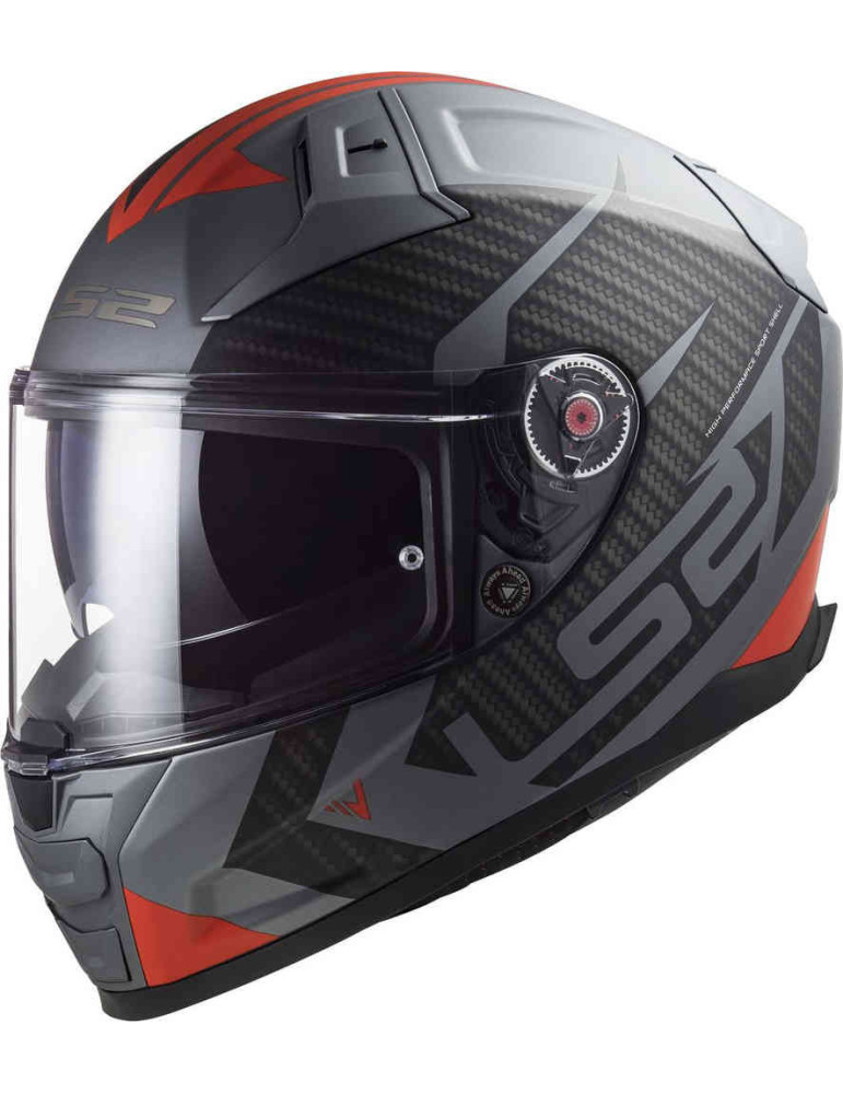 LS2 FF811 Vector 2 Splitter Matt Titanium Red helmet