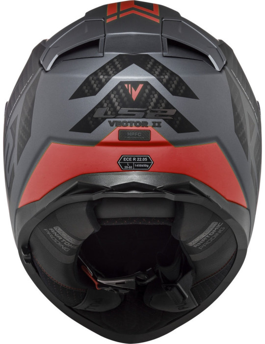 LS2 FF811 Vector 2 Splitter Matt Titanium Red helmet