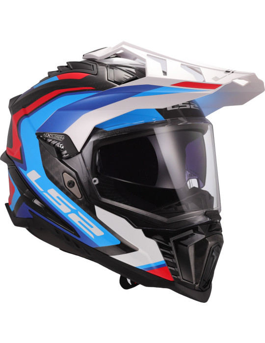 Casque LS2 MX701 Explorer Carbon Frontier II Blanc Bleu