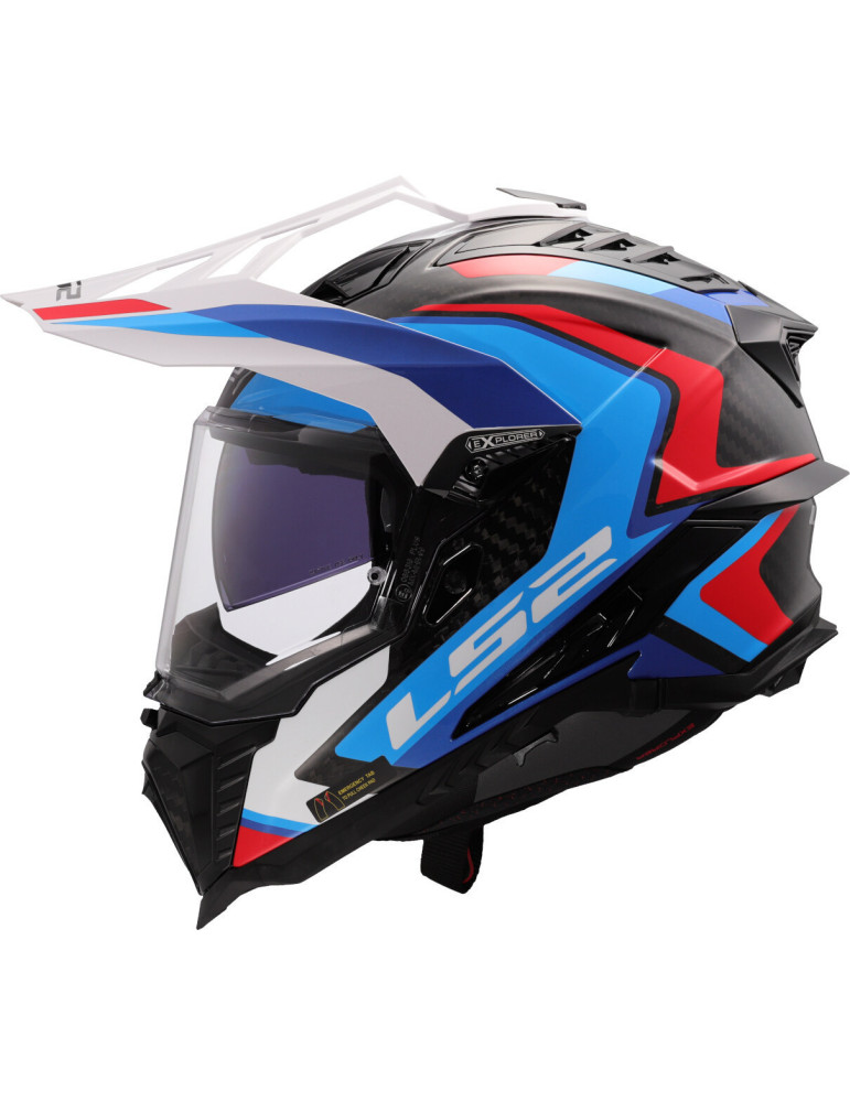 Casque LS2 MX701 Explorer Carbon Frontier II Blanc Bleu