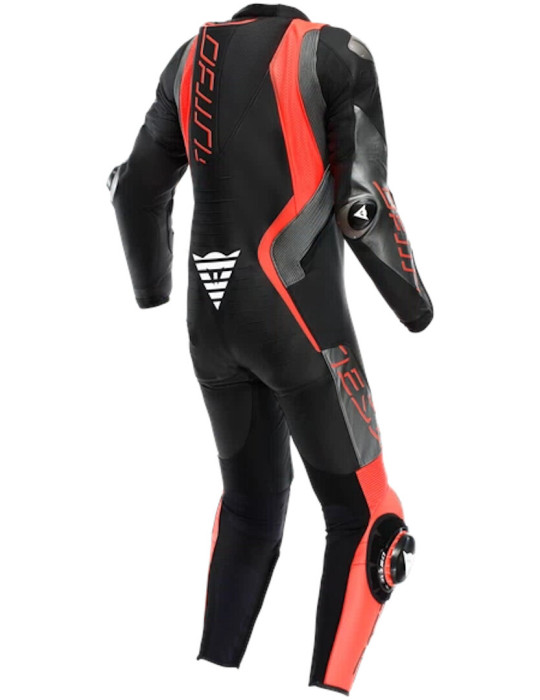 Traje Dainese Audax D-Zip 1PC Perf Negro Rojo Fluo Antracita
