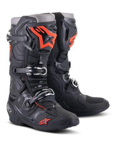 Bottes Alpinestars Tech 10 Noir Rouge Fluo