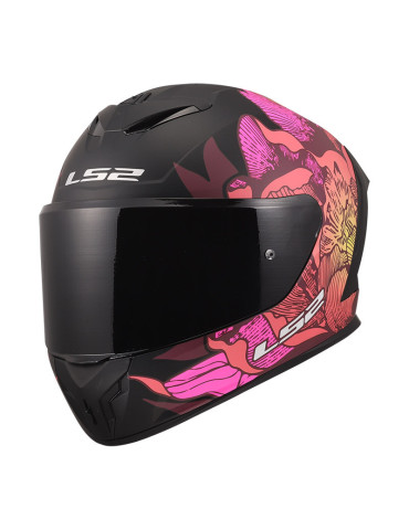 Helm LS2 FF820 Rapid 3 Mohnblumen 2 schwarz rosa