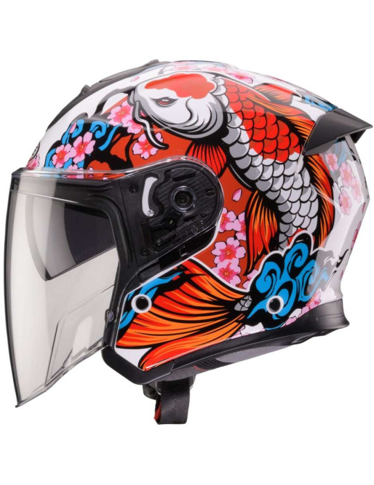 Caberg Flyon 2 Koi Weiß Rot Orange Blau Helm