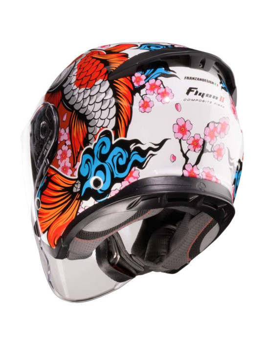 Casque Caberg Flyon 2 Koi Blanc rouge orange bleu