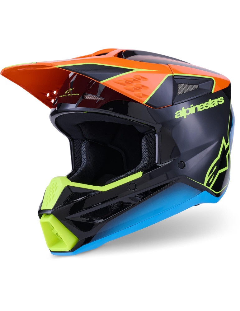 Casque Alpinestars S-M3 Fray Noir Orange Jaune Fluo