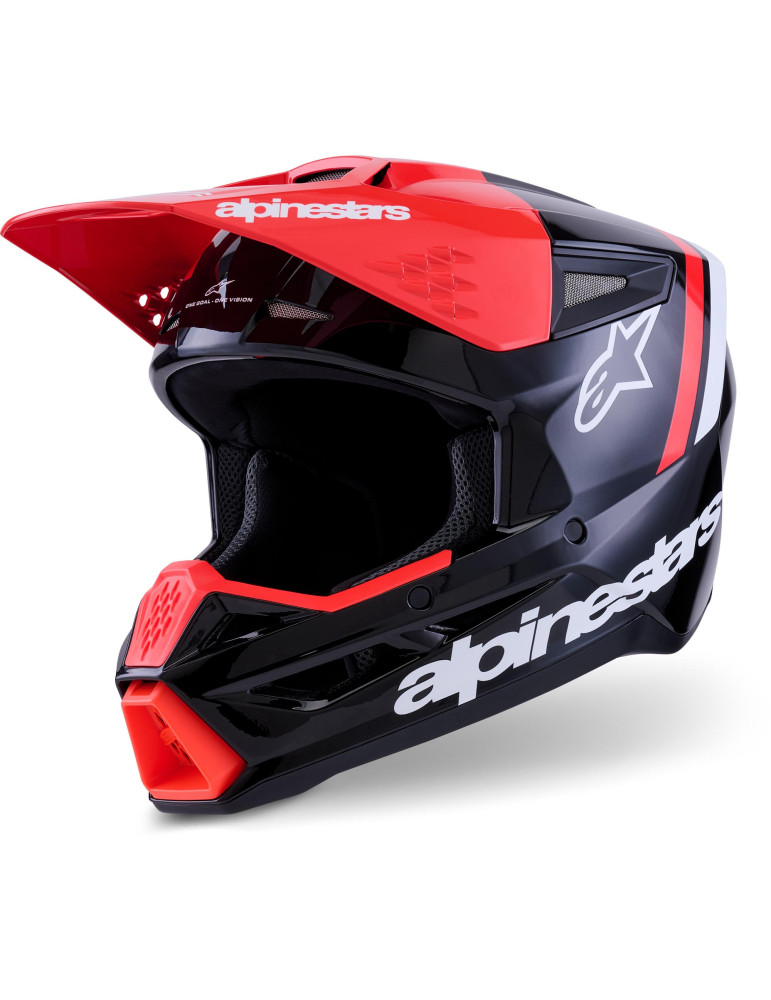 Casco Alpinestars S‑M3 Radium nero rosso fluo bianco