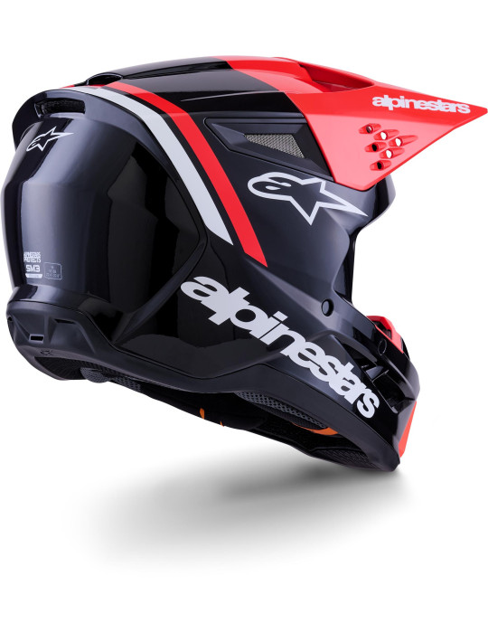 Casque Alpinestars S-M3 Radium noir rouge fluo blanc